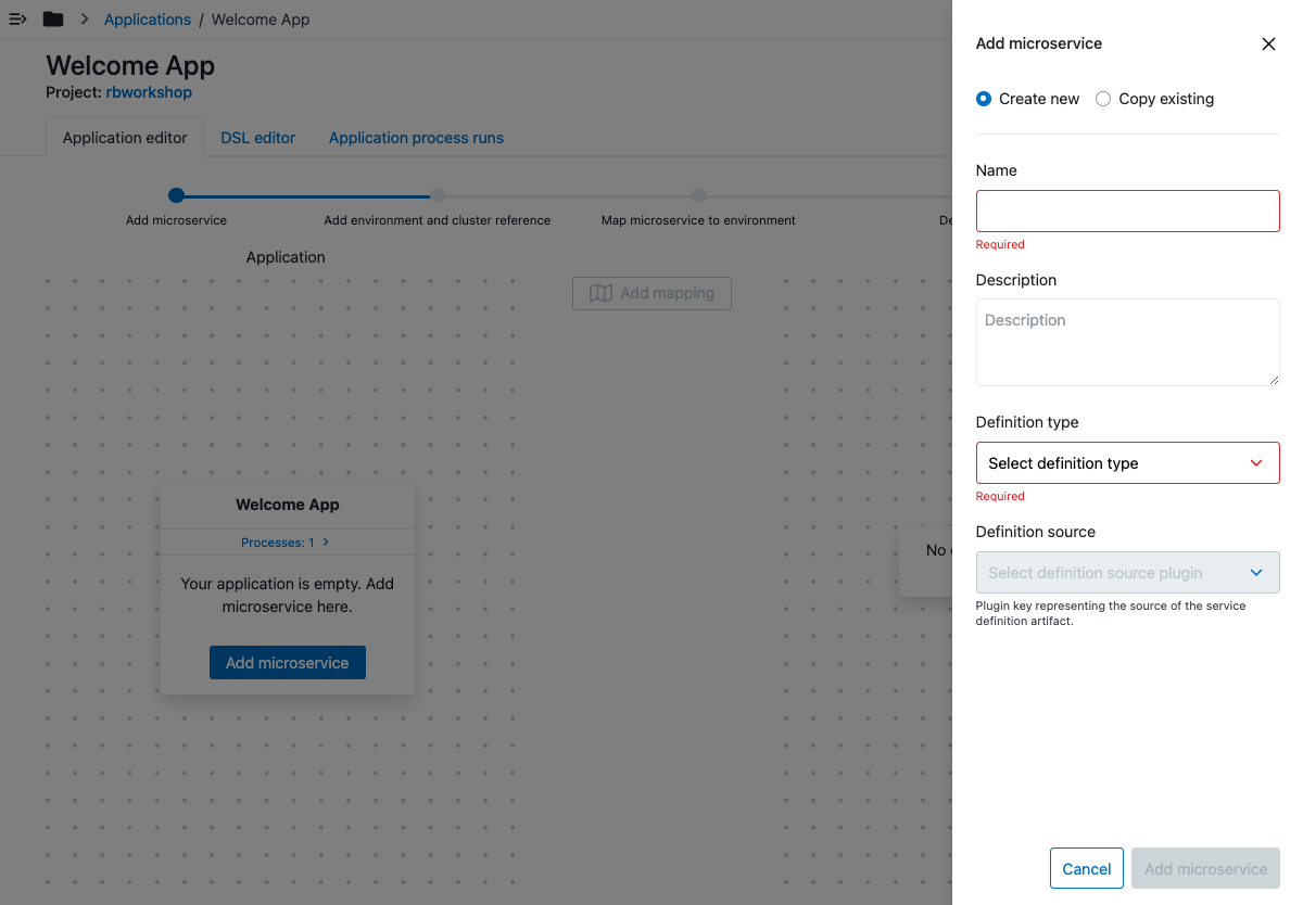 New microservice form