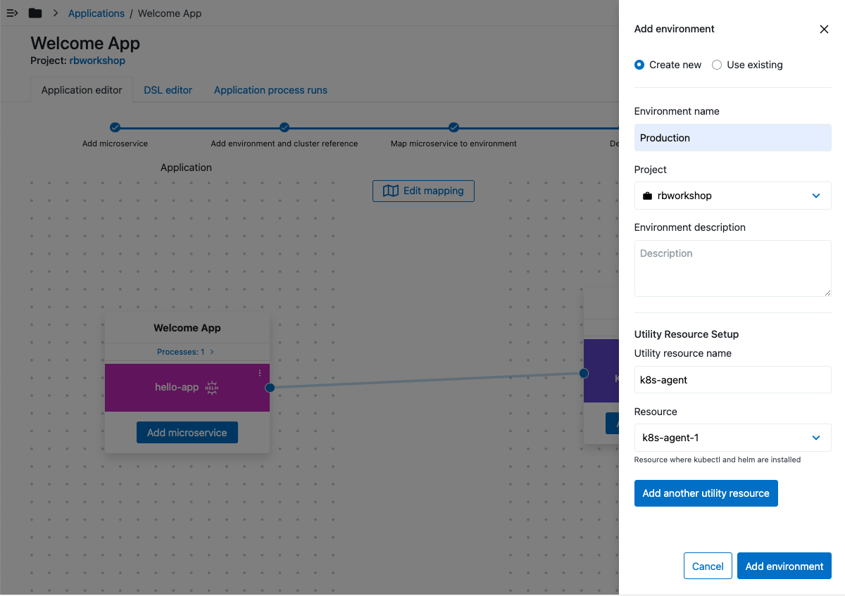 New environment modal