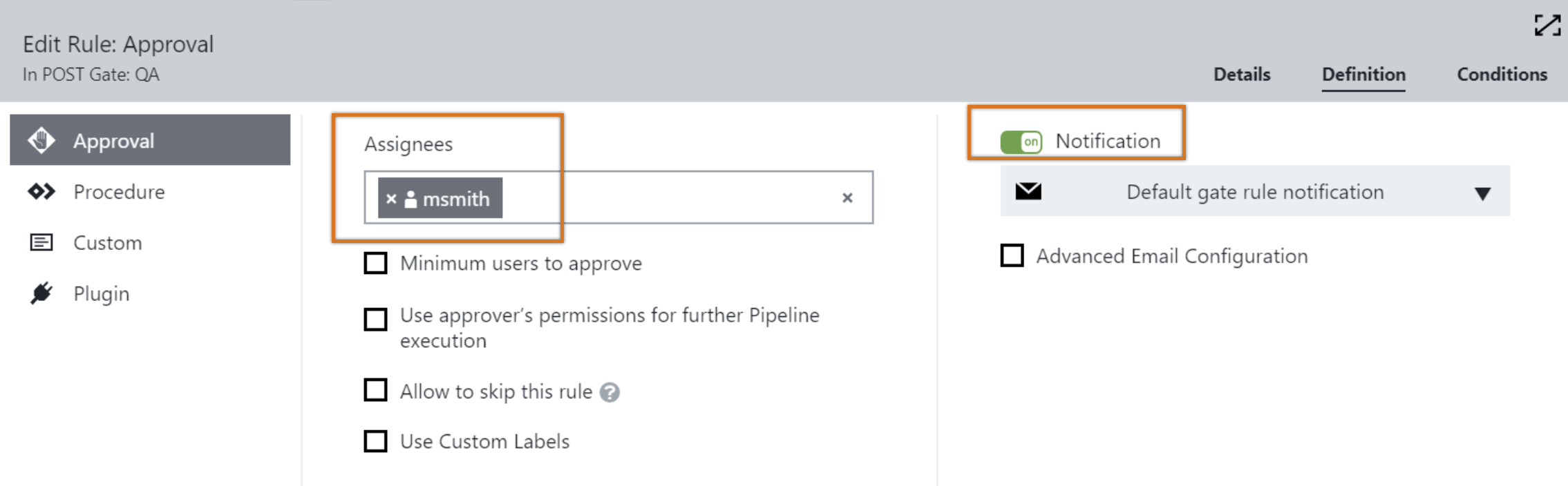 Edit a gate rule