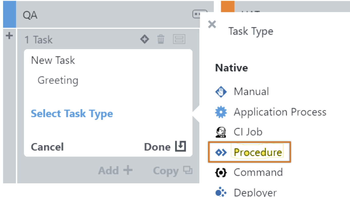 Select task type