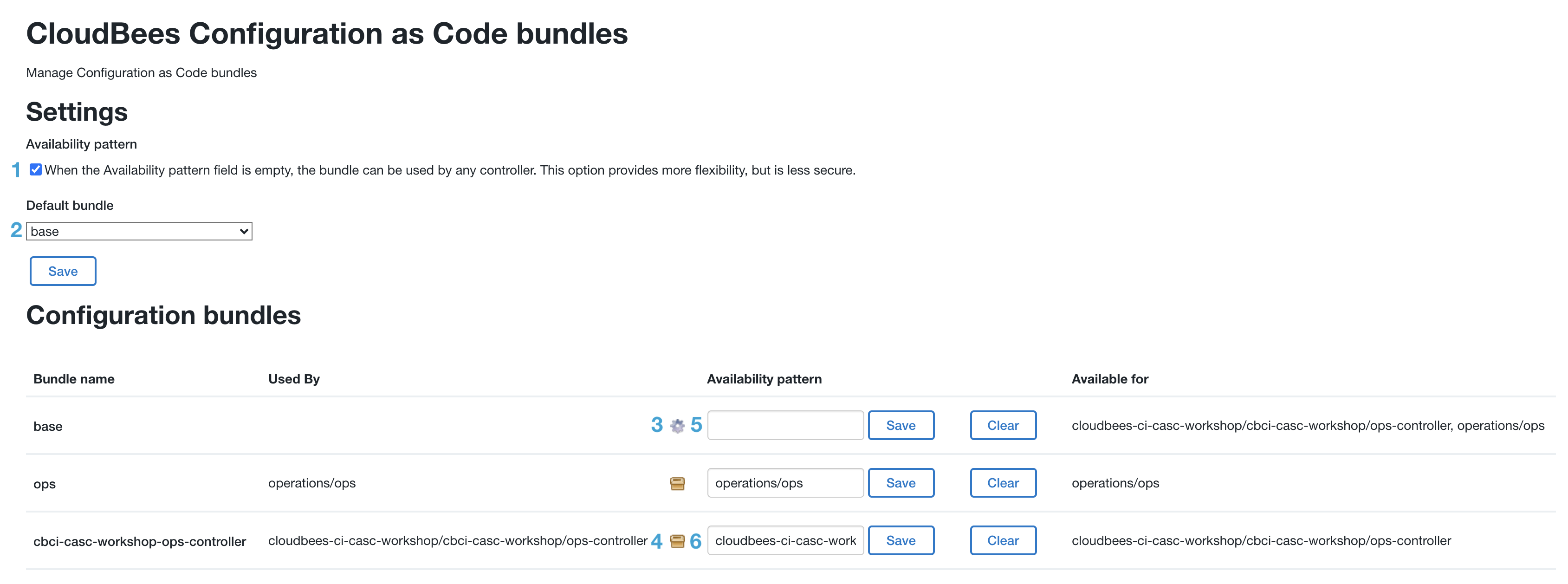 Operations Center Configuration as Code bundles settings page