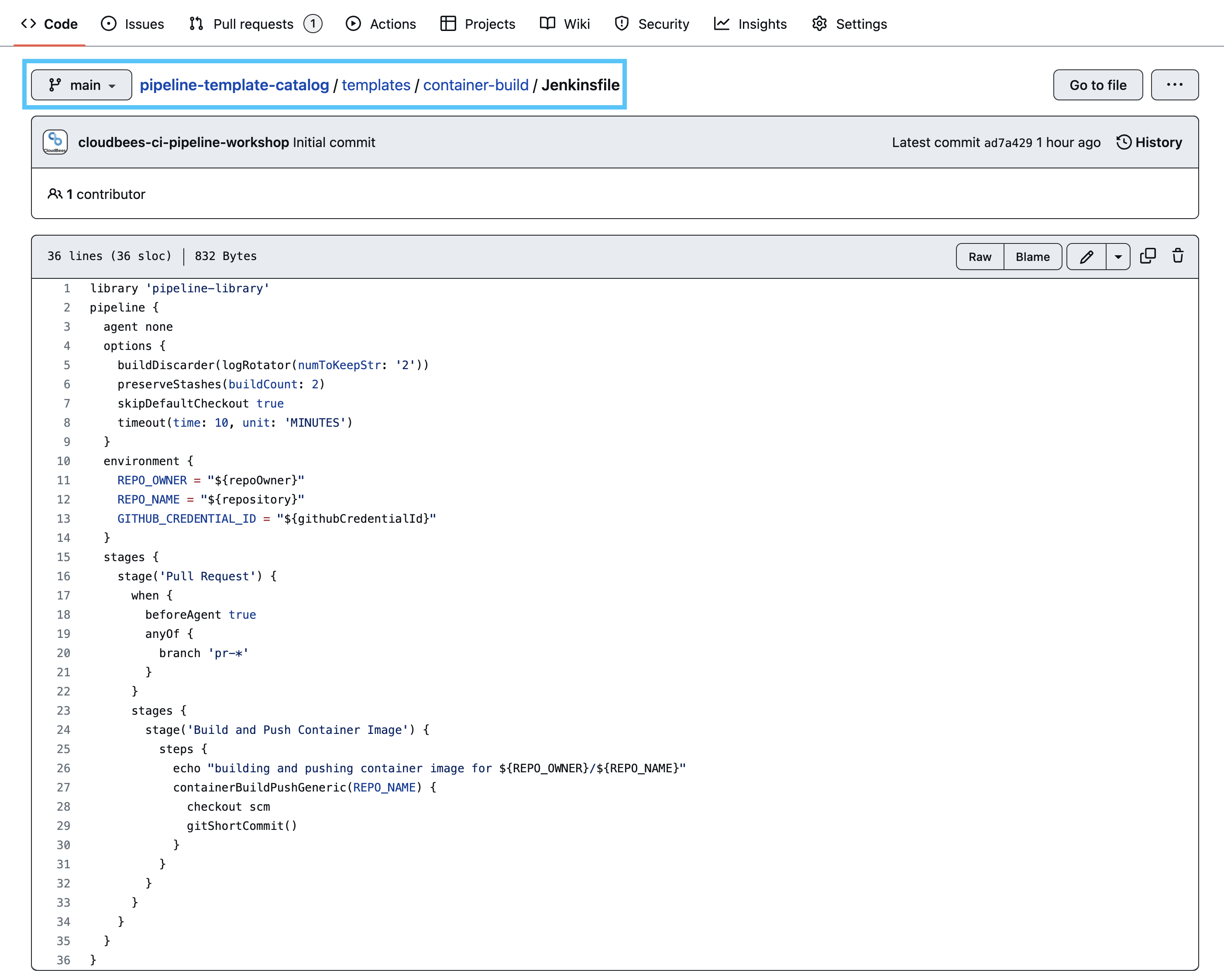 container-build template Jenkinsfile