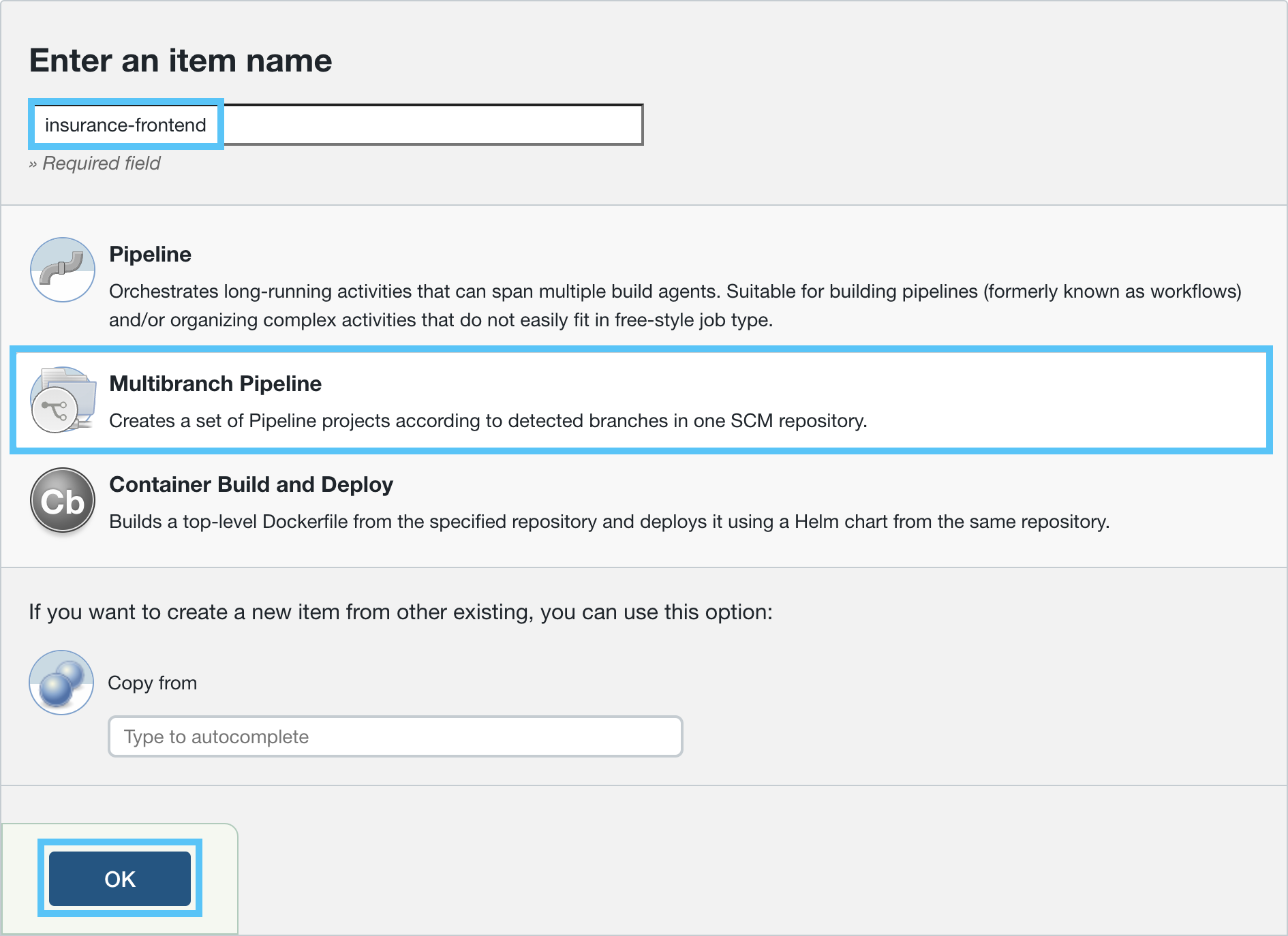 New GitHub Multibranch Pipeline